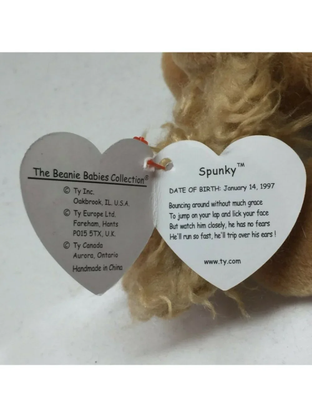 Ty Beanie Baby Spunky Dog Cocker Spaniel Plush Stuffed Animal  W Tag Jan 14 1997
